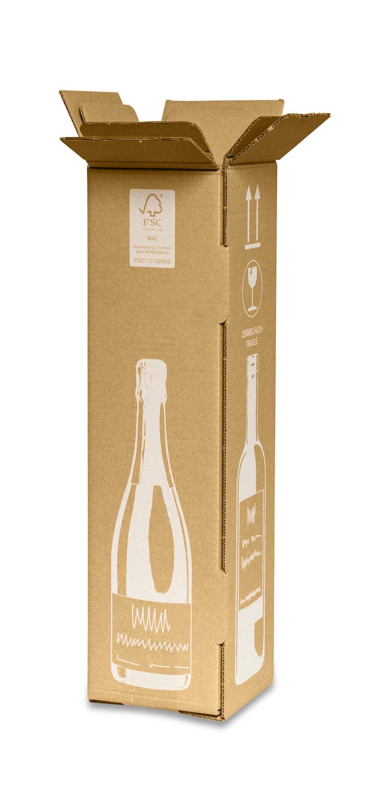 1er Versandkarton für Weinflaschen “Eco-Line“ (105x105x420 mm)
