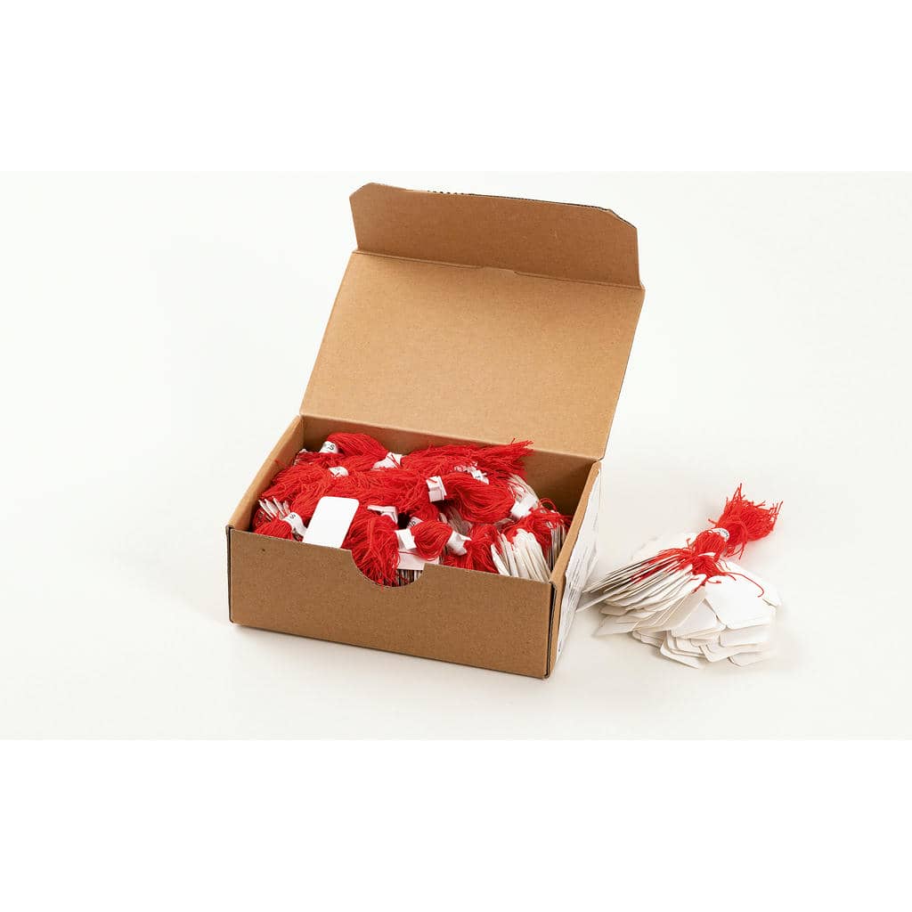 Hängeetiketten mit Faden rot, 1000 St. (25 x 38 mm)