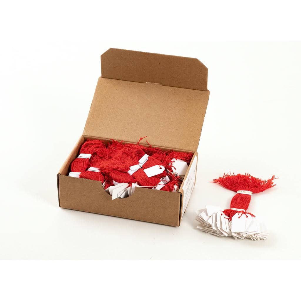 Hängeetiketten mit Faden rot, 1000 St.