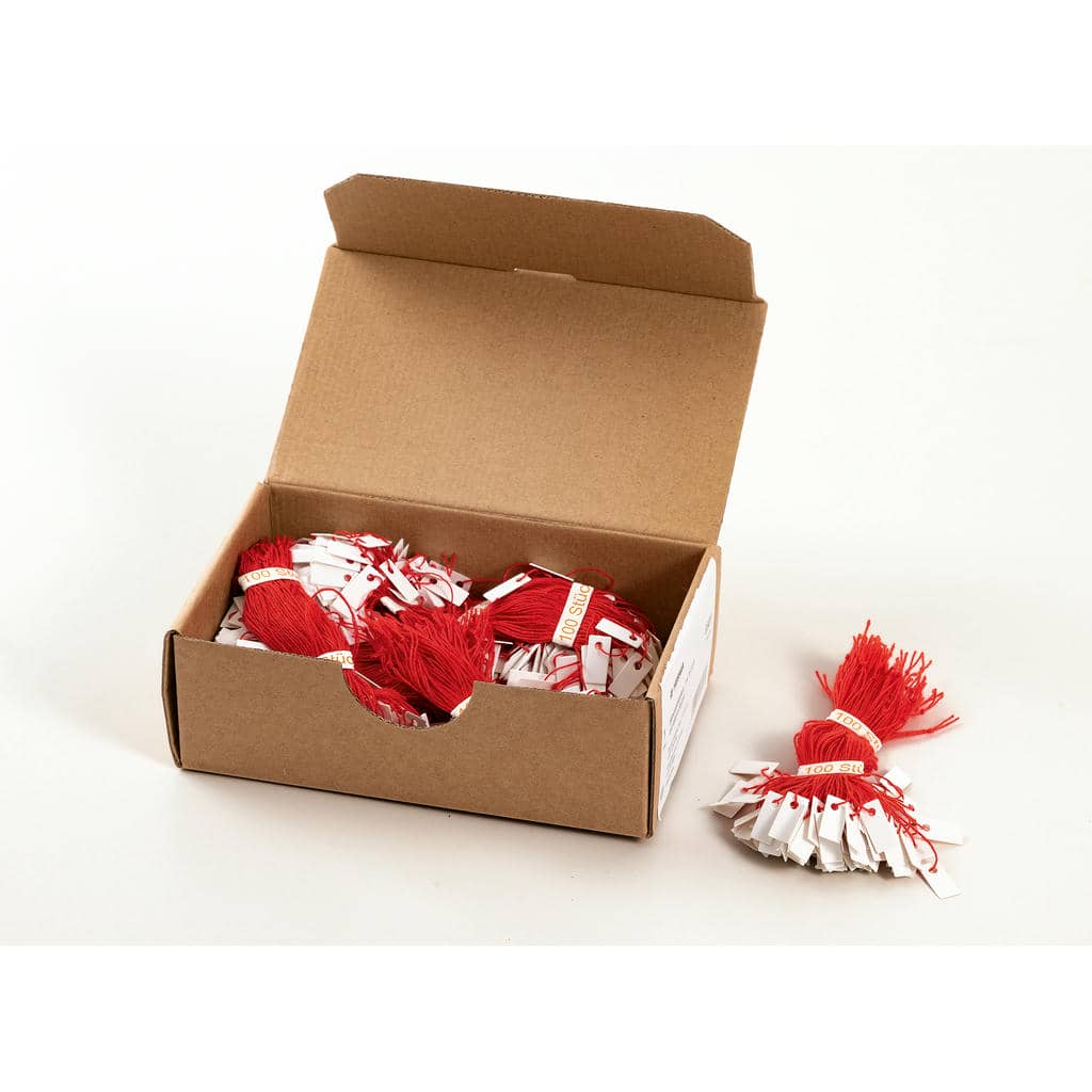 Hängeetiketten mit Faden rot, 1000 St. (7 x 15 mm)