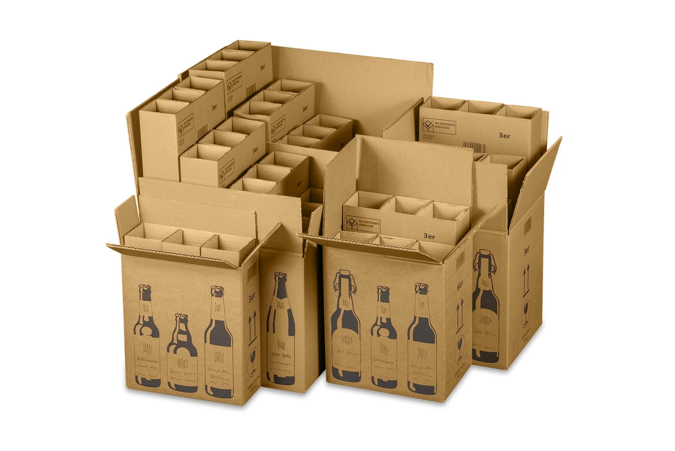 12er Versandkarton für Bierflaschen, Retail-Sets inkl. Einlage (353x255x288 mm)